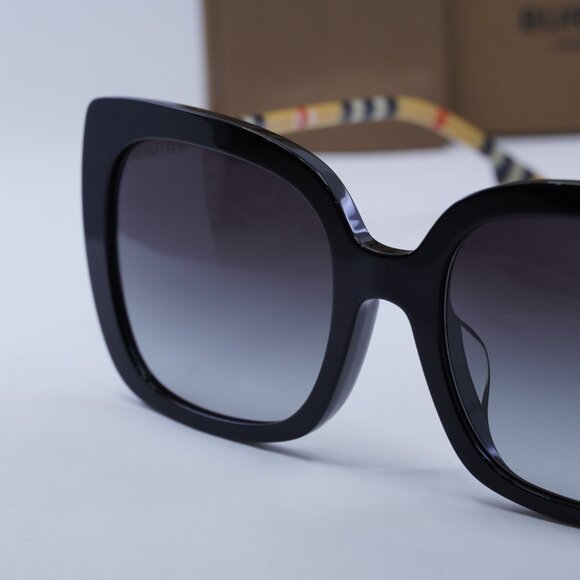 Burberry BE4323F 38538G Square Sunglasses - Black/Check Brown/Grey main image 4